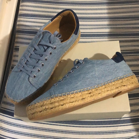 Marc Fisher Mandia2 Denim Platform Espadrilles Size 8 - Picture 2 of 8